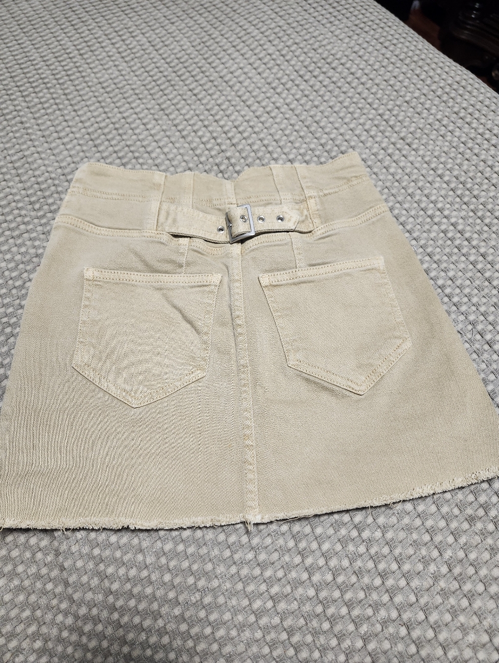 Free People Beige High-Waist Denim Mini Skirt Size 0